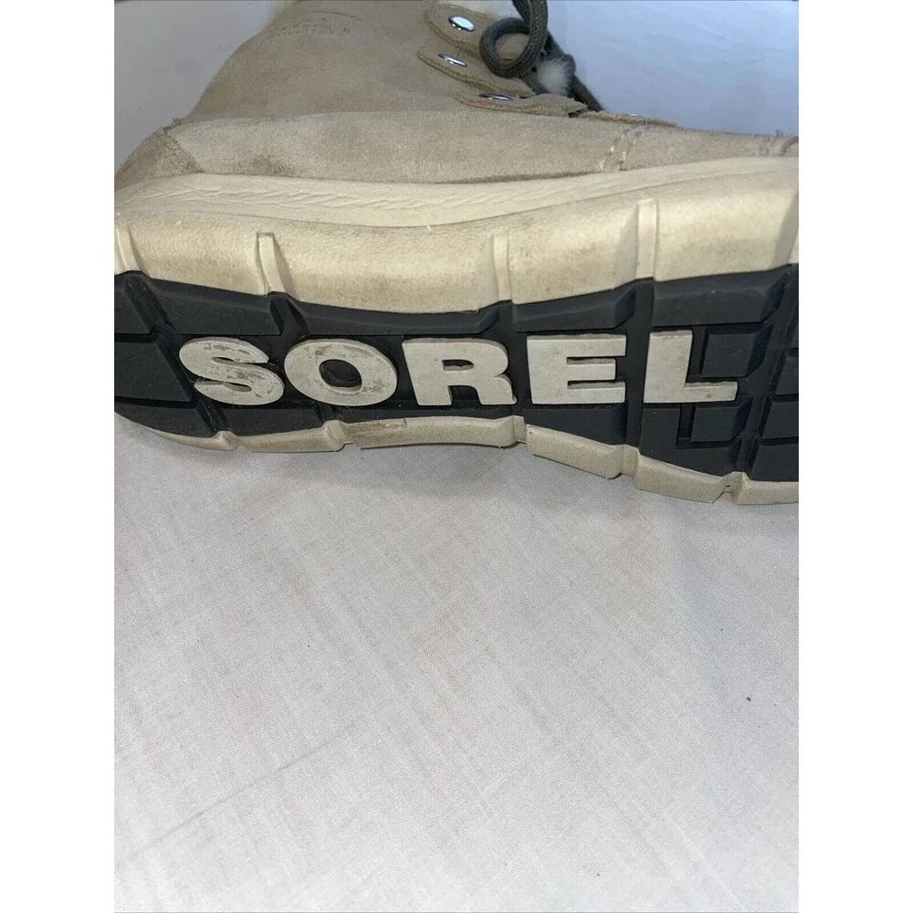 Sorel Women’s Winter Boots Size 9 M Khaki Suede Fleece Lined Hiking Trails